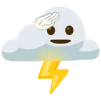 Wolke mit Blitz + salutierendes Gesicht