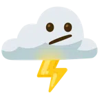 Wolke mit Blitz + Gesicht mit schrägem Mund