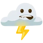 Wolke mit Blitz + auf Lippe beißen