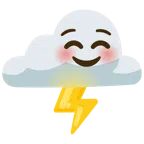 Wolke mit Blitz + lächelndes Gesicht