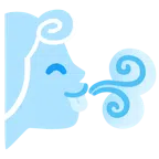 Wind + sich die Lippen leckendes Gesicht