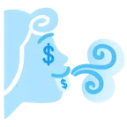 Wind + Gesicht mit Dollarzeichen