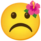 flor de hibisco + cara con el ceño fruncido