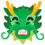 Drache + strahlendes Gesicht mit lachenden Augen