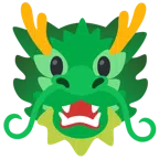 Drache + grinsendes Gesicht mit großen Augen
