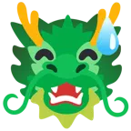 Drache + grinsendes Gesicht mit Schweißtropfen