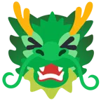 Drache + Grinsegesicht mit zugekniffenen Augen