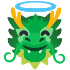 Drache + lächelndes Gesicht mit Heiligenschein