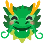 Drache + lächelndes Gesicht mit lachenden Augen