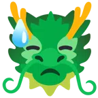 Drache + bedrücktes Gesicht mit Schweiß