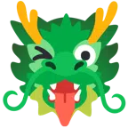 Drache + zwinkerndes Gesicht mit herausgestreckter Zunge