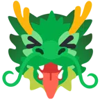 Drache + Gesicht mit herausgestreckter Zunge und zusammengekniffenen Augen