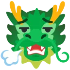 Drache + Gesicht, das ausatmet
