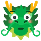 Drache + errötetes Gesicht mit großen Augen