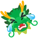Drache + sich vor Lachen auf dem Boden wälzen