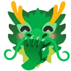 Drache + verlegen kicherndes Gesicht