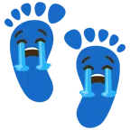 huellas de pies + cara llorando fuerte