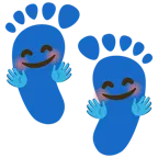 huellas de pies + cara con manos abrazando