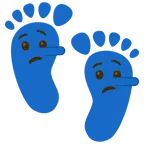 huellas de pies + cara de mentiroso