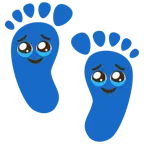 huellas de pies + cara aguantándose las lágrimas