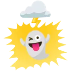 Gespenst + Wolke mit Blitz