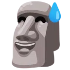 Moai + faccina con sorriso e goccia di sudore