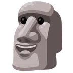 Moai + sorriso a bocca aperta con occhi chiusi
