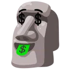 Moai + faccina avida di denaro