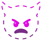 dotted line face + angry face with horns