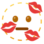 dotted line face + kiss mark