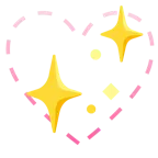 dotted line face + sparkling heart