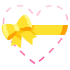 dotted line face + heart with ribbon