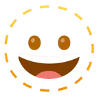 dotted line face + grinning face