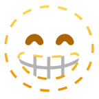 dotted line face + beaming face with smiling eyes