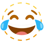 dotted line face + face with tears of joy