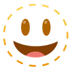 dotted line face + grinning face with big eyes