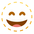 dotted line face + grinning face with smiling eyes