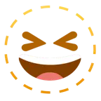 dotted line face + grinning squinting face