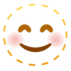 dotted line face + smiling face with smiling eyes
