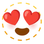 dotted line face + smiling face with heart-eyes