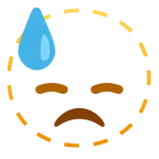 dotted line face + downcast face with sweat