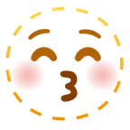 dotted line face + kissing face with closed eyes