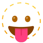 dotted line face + face with tongue