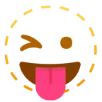 dotted line face + winking face with tongue
