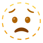 dotted line face + worried face