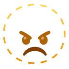 dotted line face + angry face
