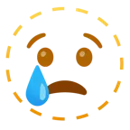 dotted line face + crying face