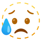 dotted line face + sad but relieved face