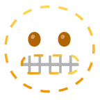 dotted line face + grimacing face