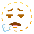 dotted line face + face exhaling